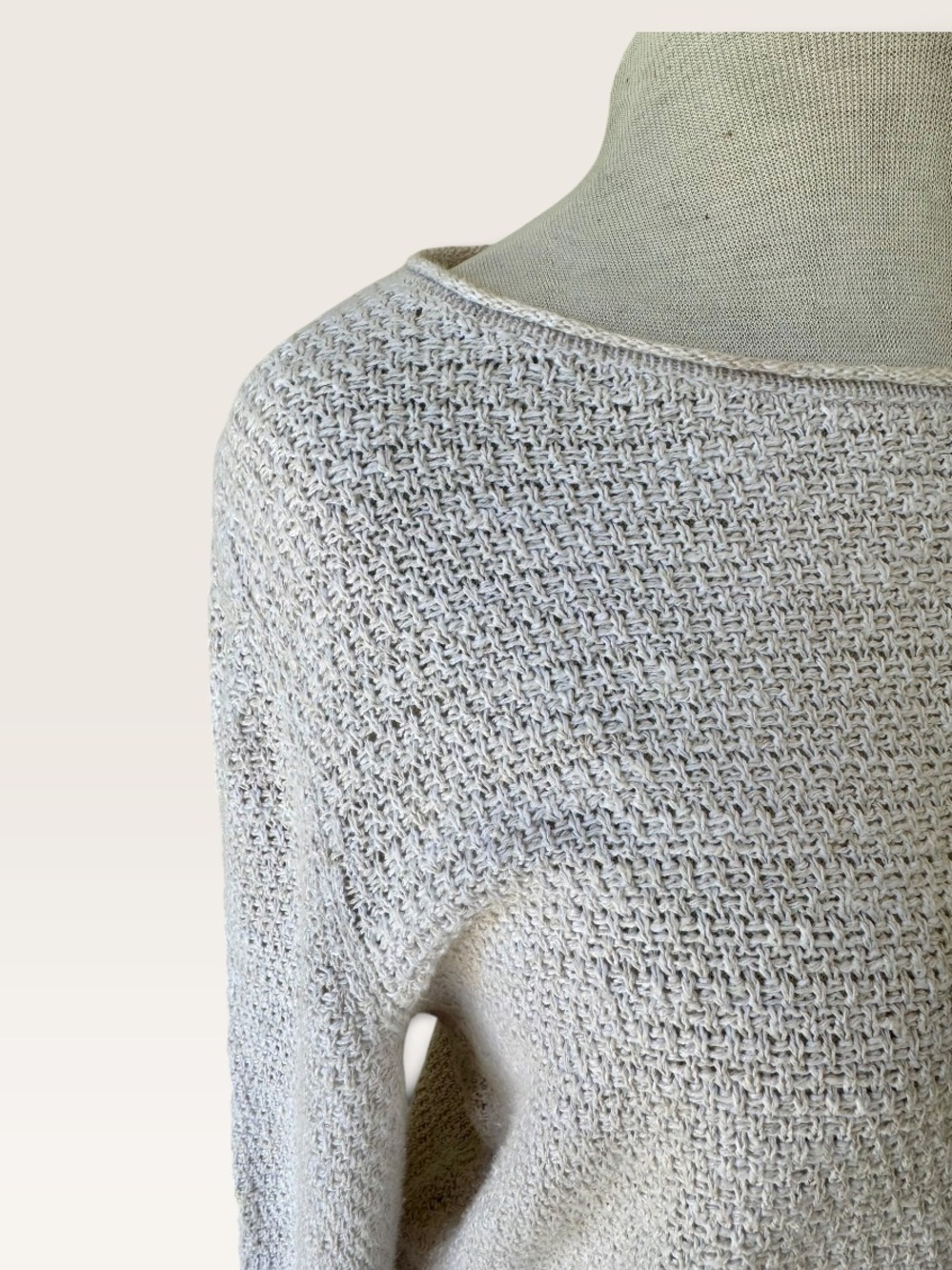 Eileen Fisher Organic Cotton Linen Sweater XL Ivory White Classic - Picture 4 of 6